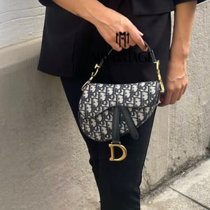Borsa Mini Saddle Jacquard blu Dior