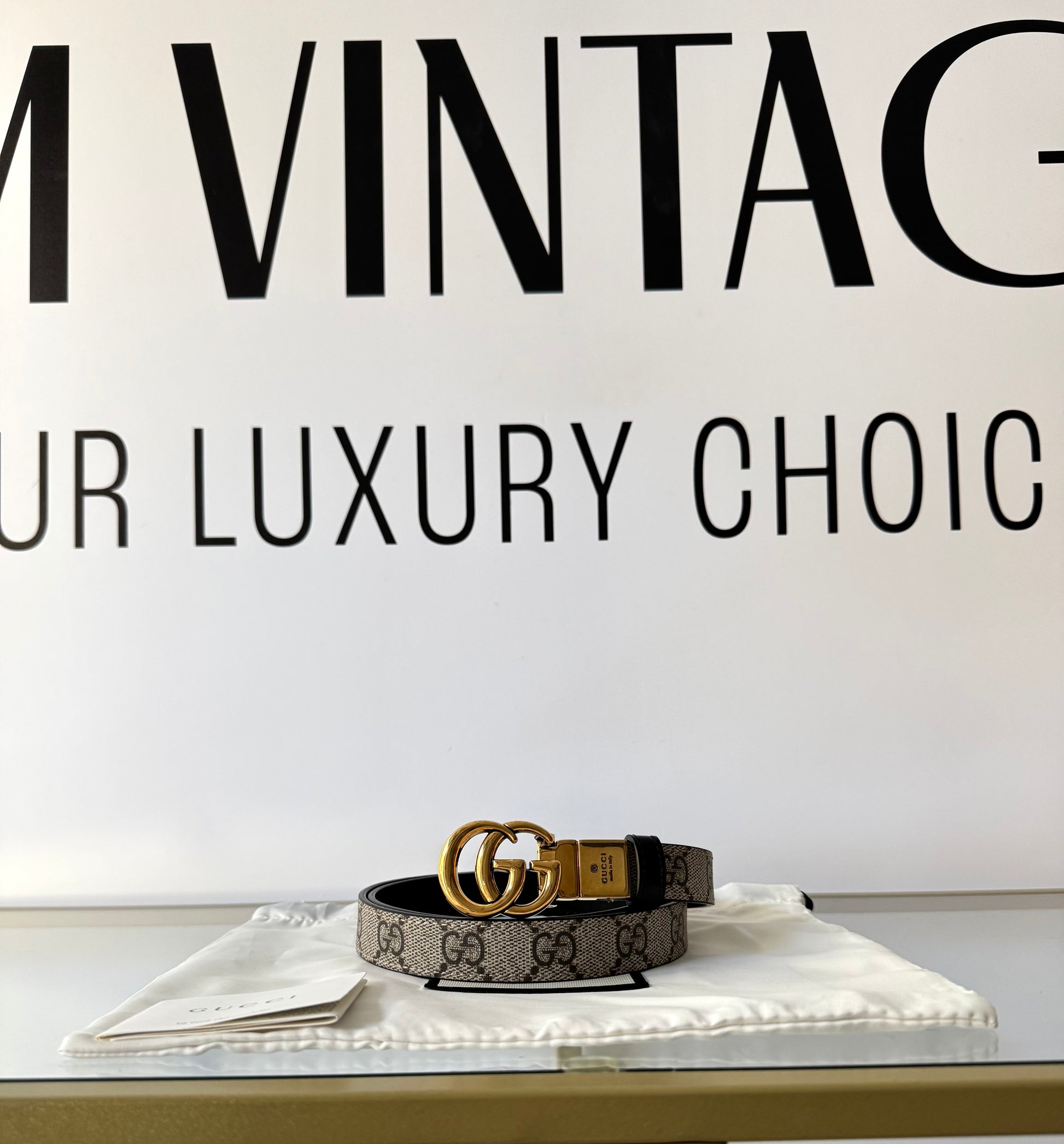 Cintura reversibile GG Marmont Supreme 2 cm Gucci