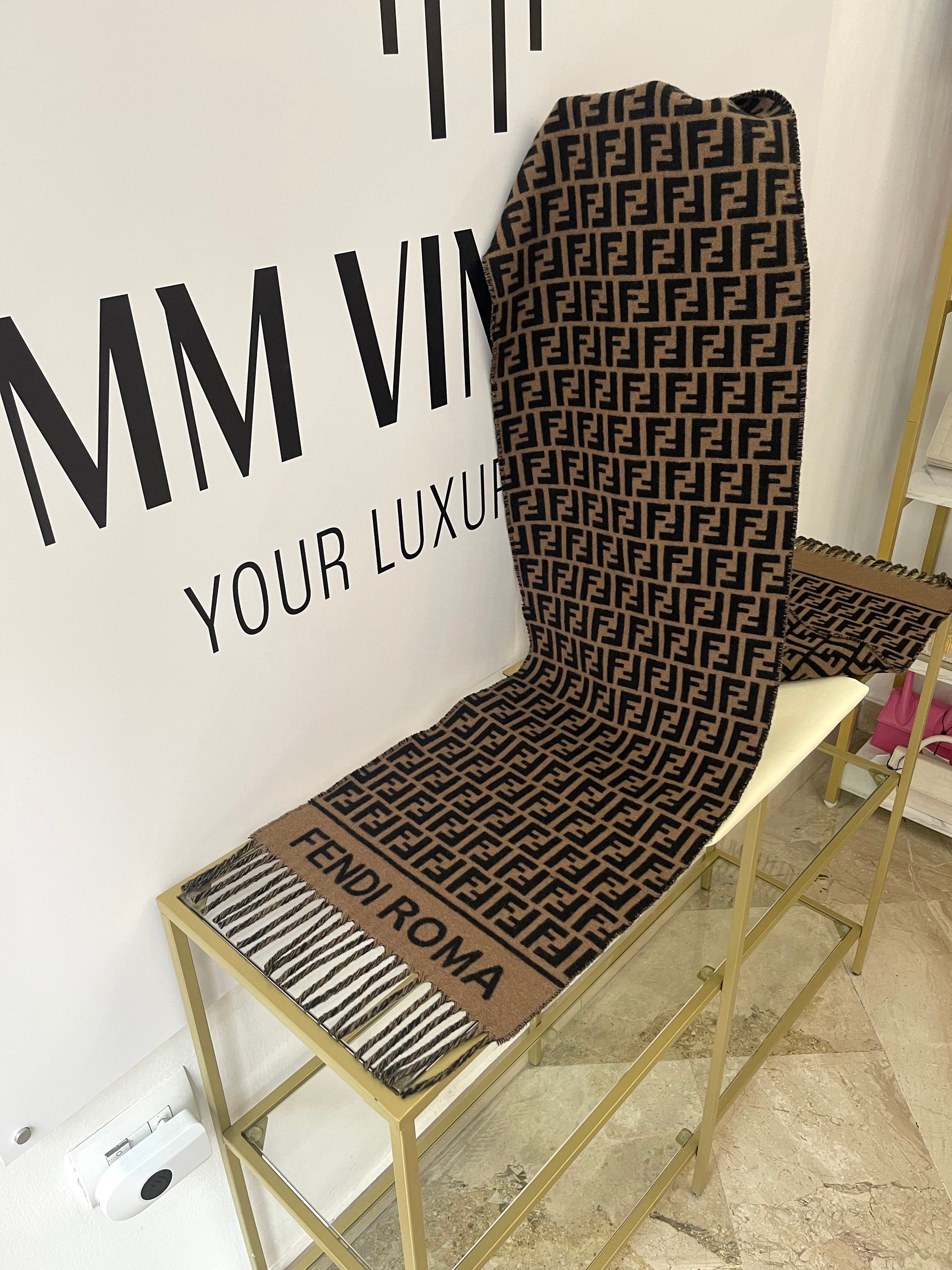 Sciarpa FF nero/tabacco Fendi