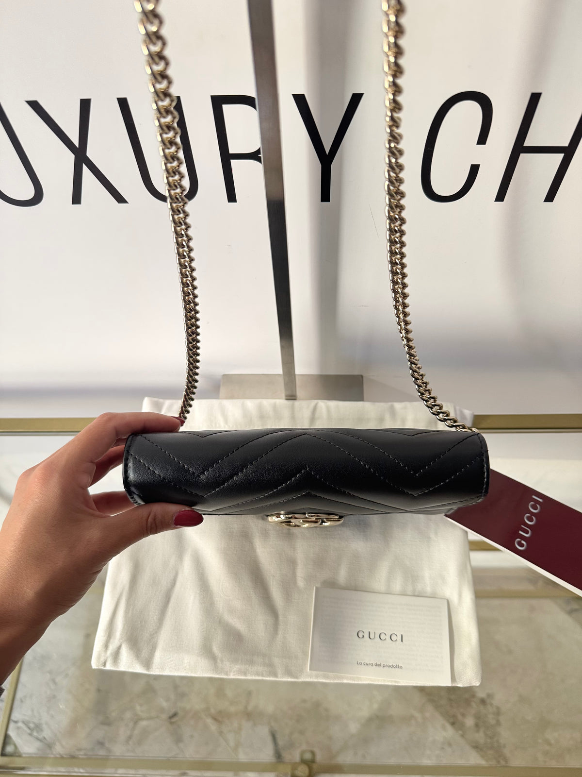 Wallet On Chain Marmont GG hw oro Gucci