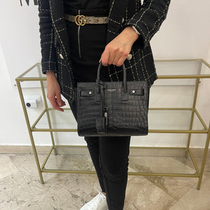 Borsa Sac De Jour Nano Goffrata Coccodrillo Saint Laurent