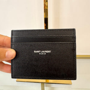 Portacarte in pelle martellata Saint Laurent nero