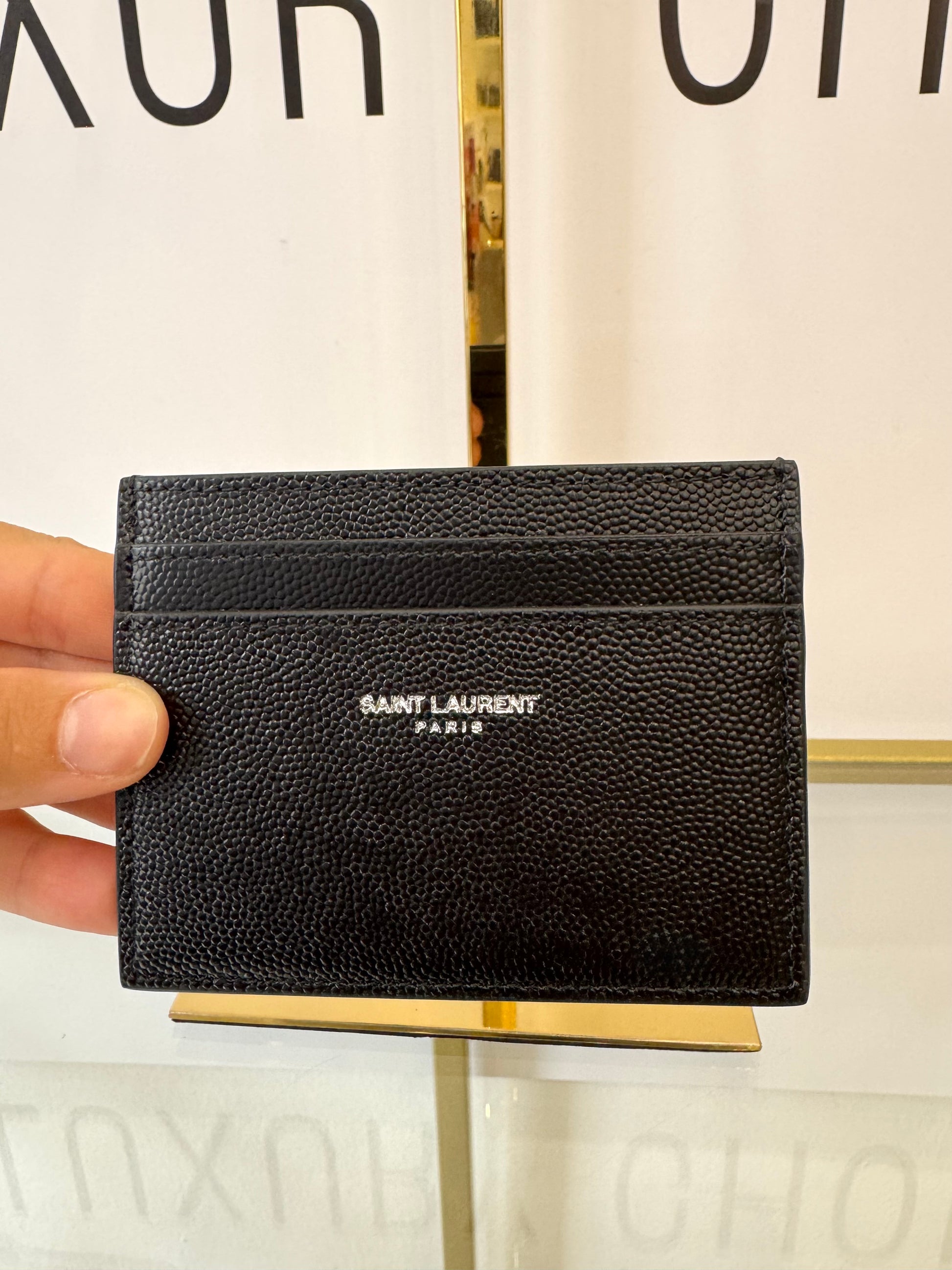 Portacarte in pelle martellata Saint Laurent nero