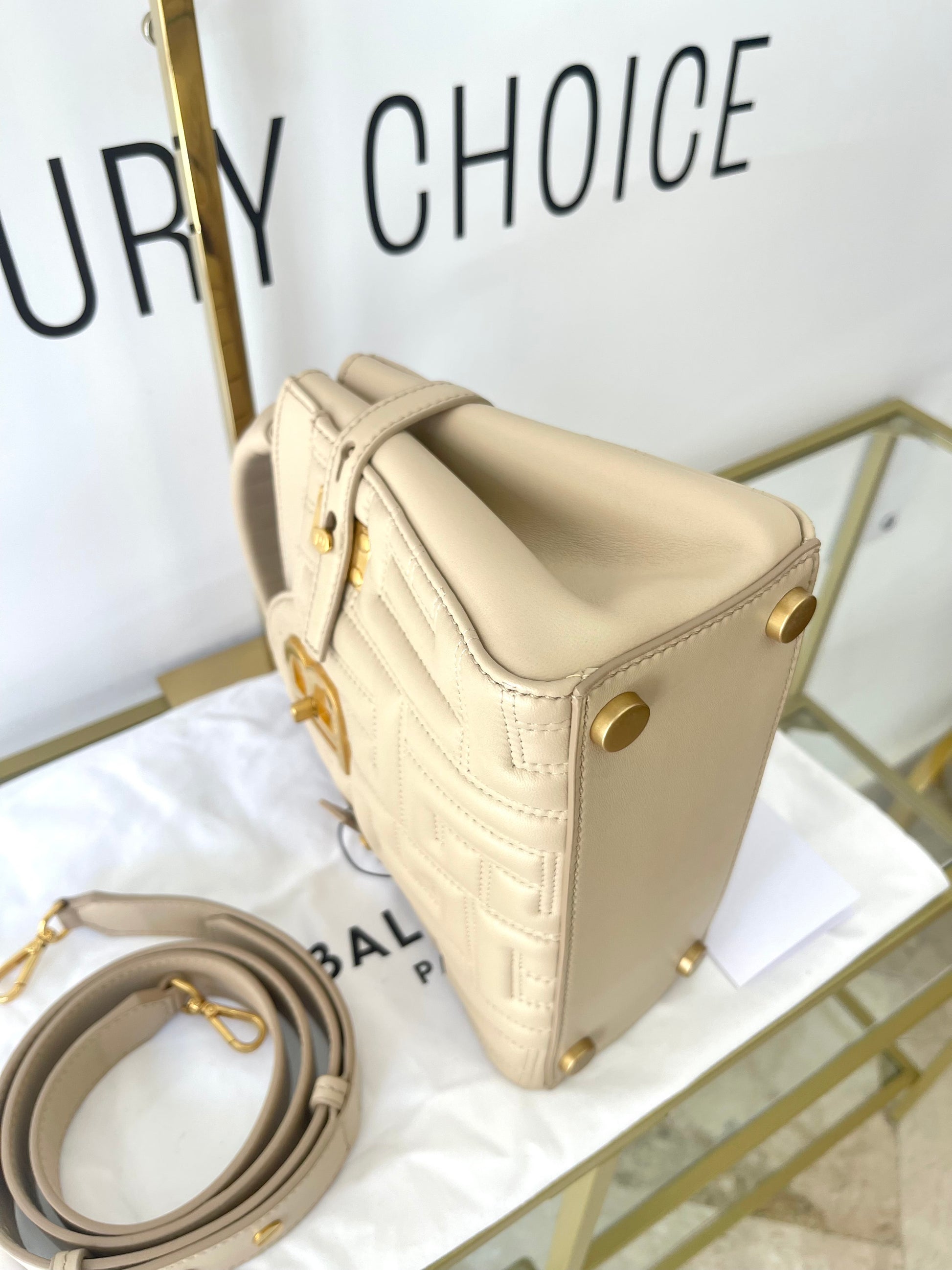 Borsa B-Buzz pelle trapuntata 22 Beige Balmain