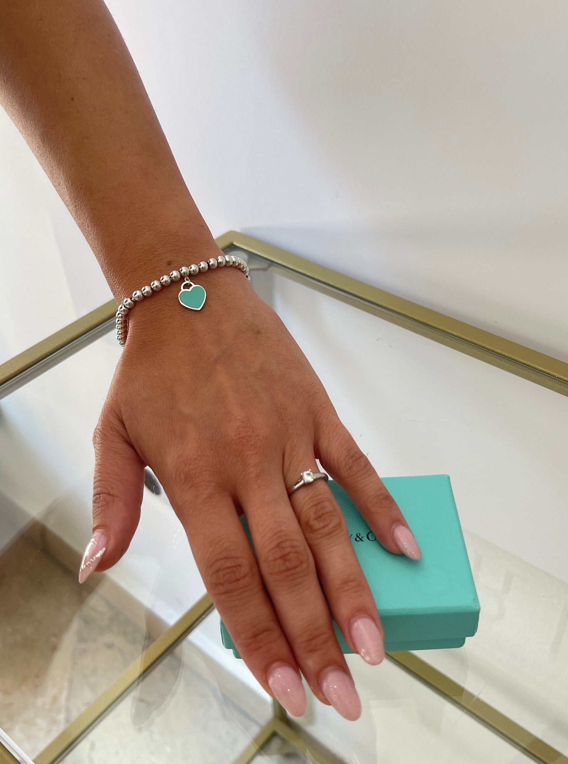 Bracciale Bead cuore mini smaltato Tiffany