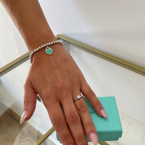 Bracciale Bead cuore mini smaltato Tiffany