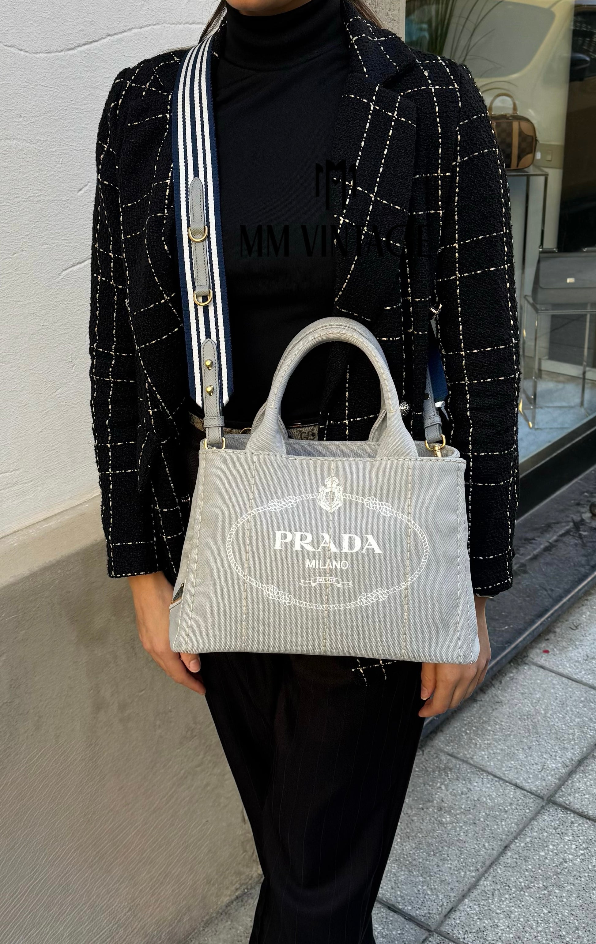 Borsa Shopping Bag Canapa Prada