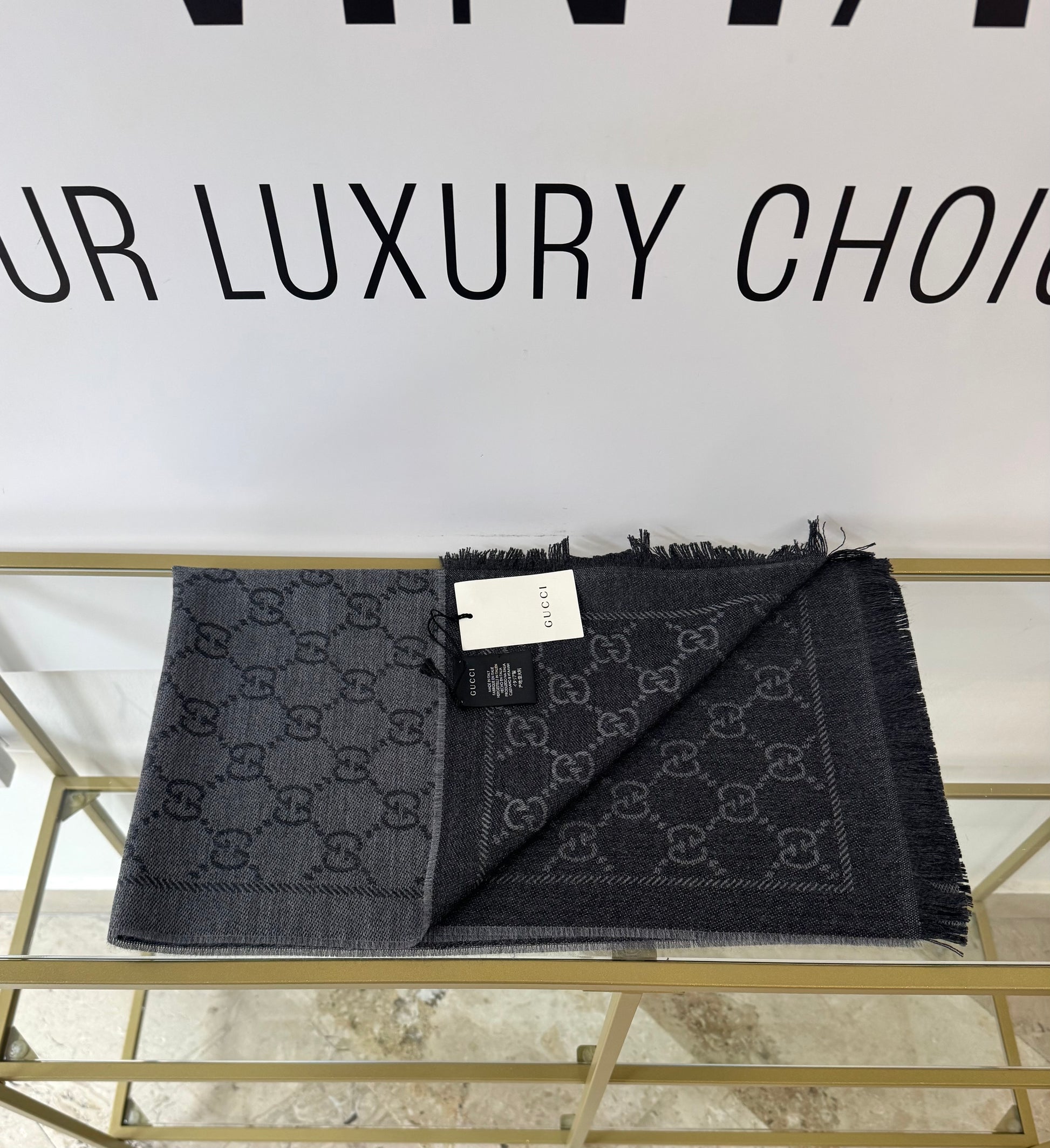 Sciarpa GG jacquard grigio antracite Gucci