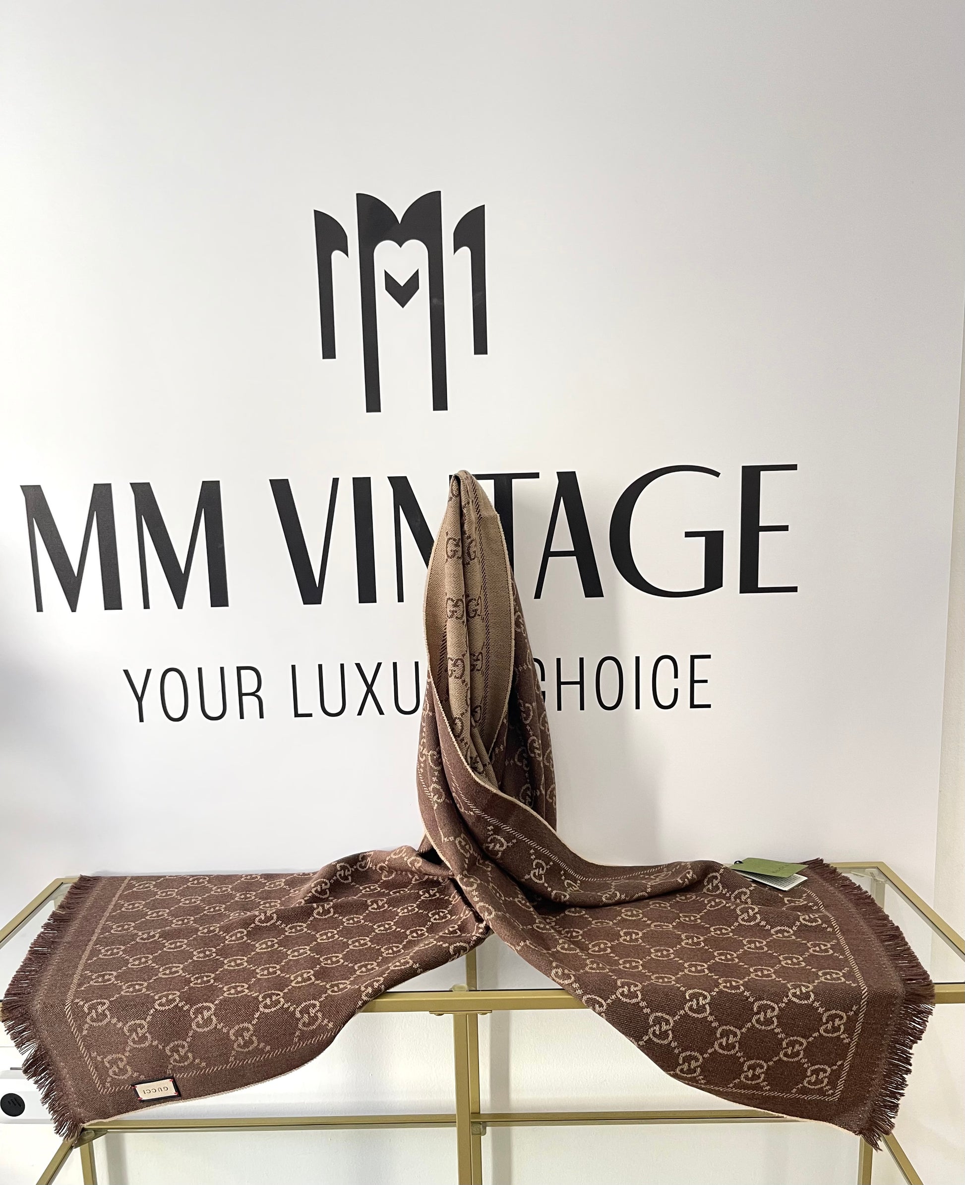 Sciarpa GG jacquard sabbia/marrone Gucci