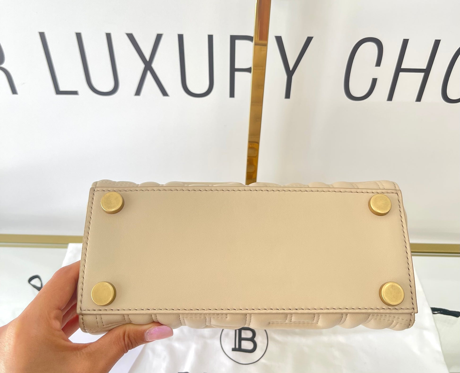 Borsa B-Buzz pelle trapuntata 22 Beige Balmain