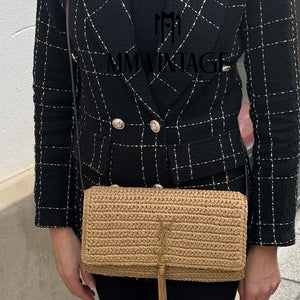 Borsa Kate 99 in rafia con nappina Saint Laurent