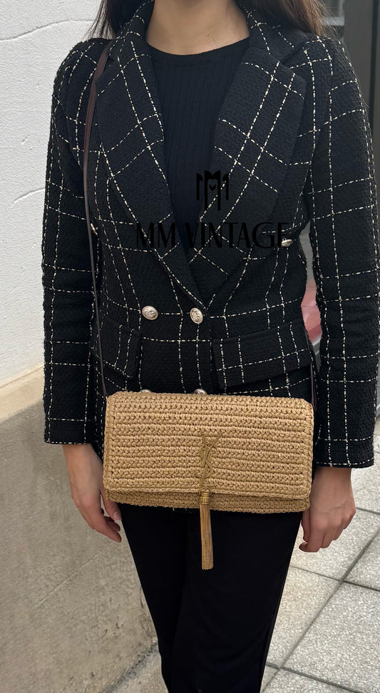 Borsa Kate 99 in rafia con nappina Saint Laurent