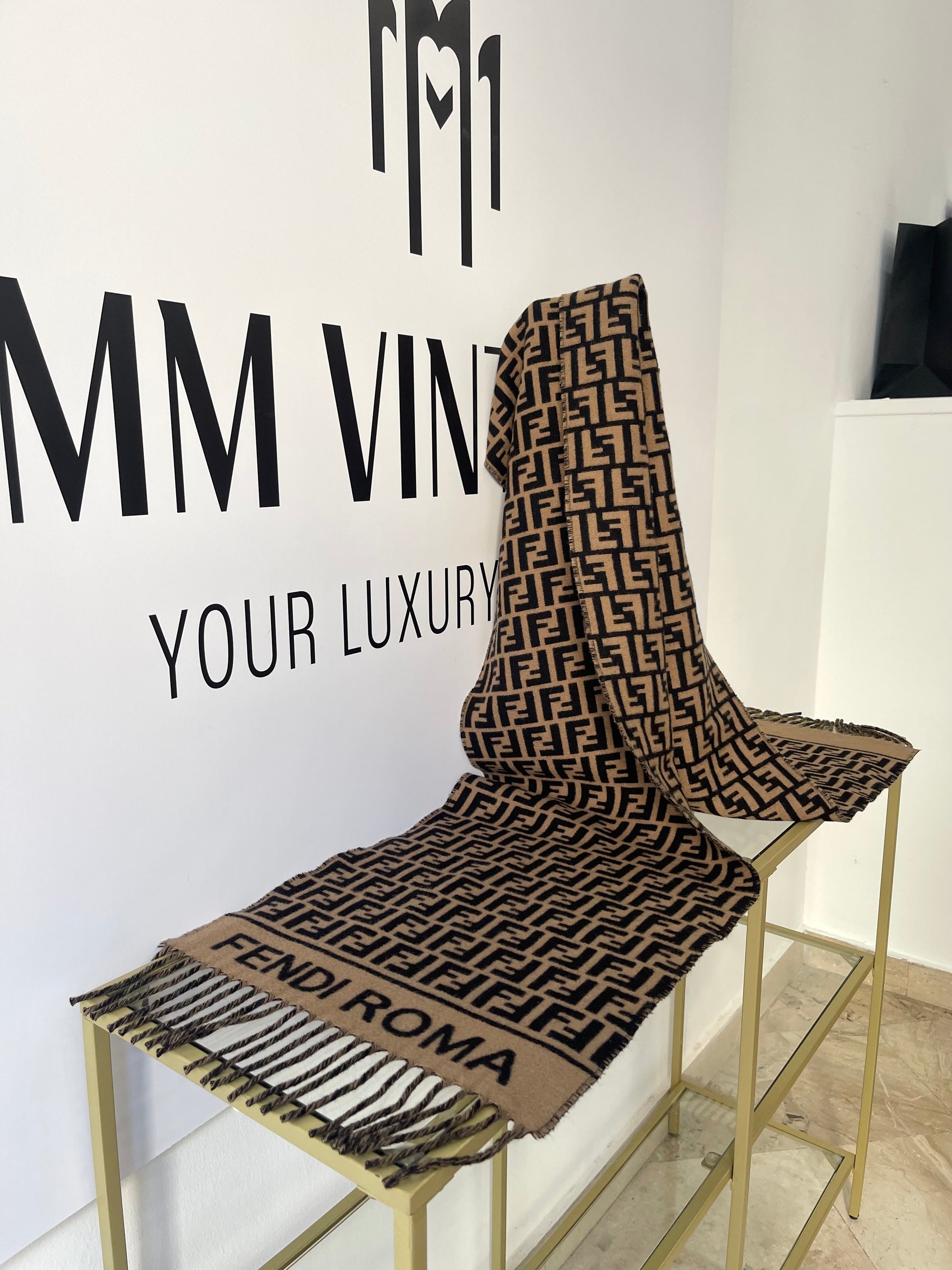 Sciarpa nero/tabacco Fendi