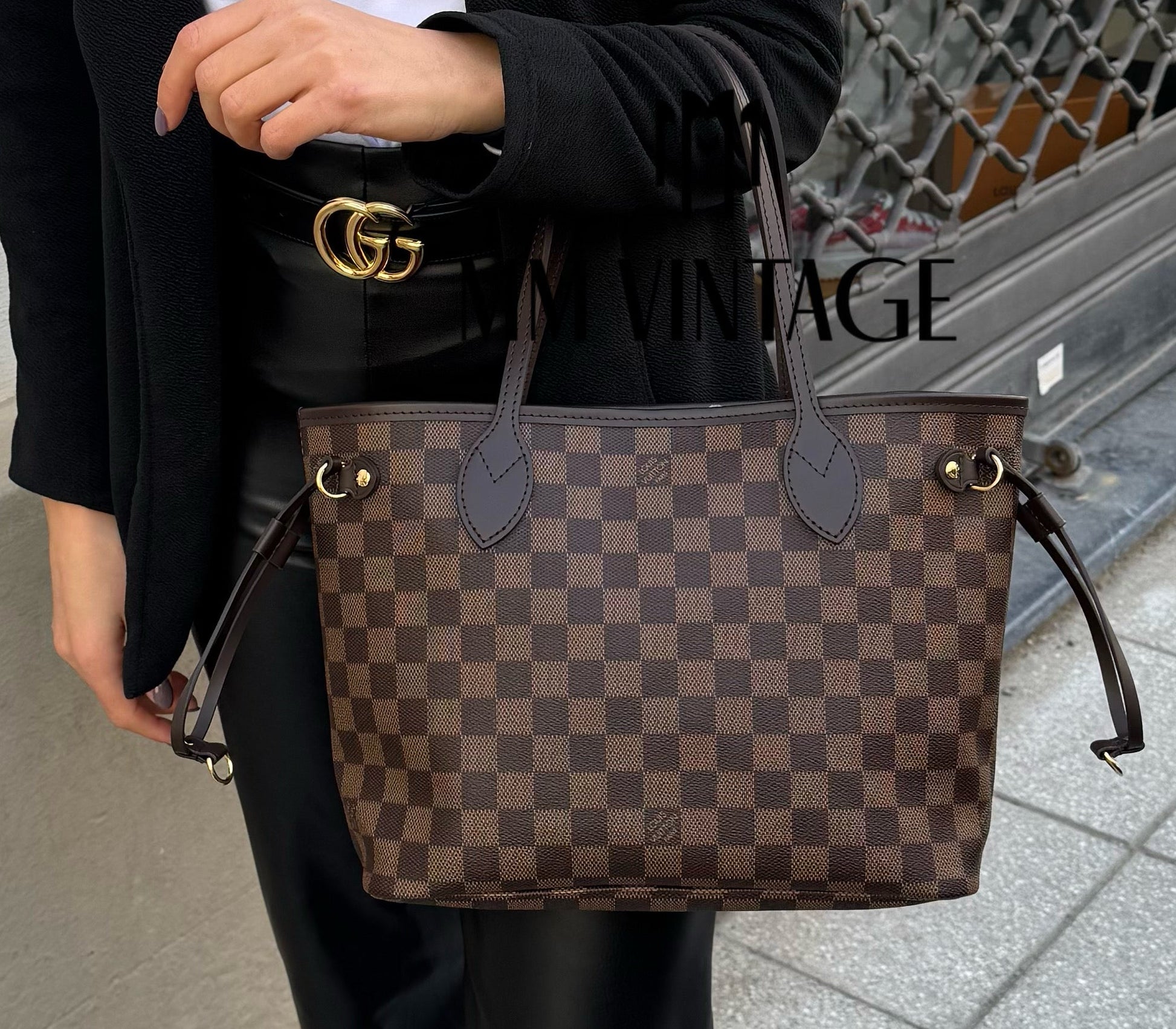 Borsa Neverfull PM Damier Ébène Louis Vuitton