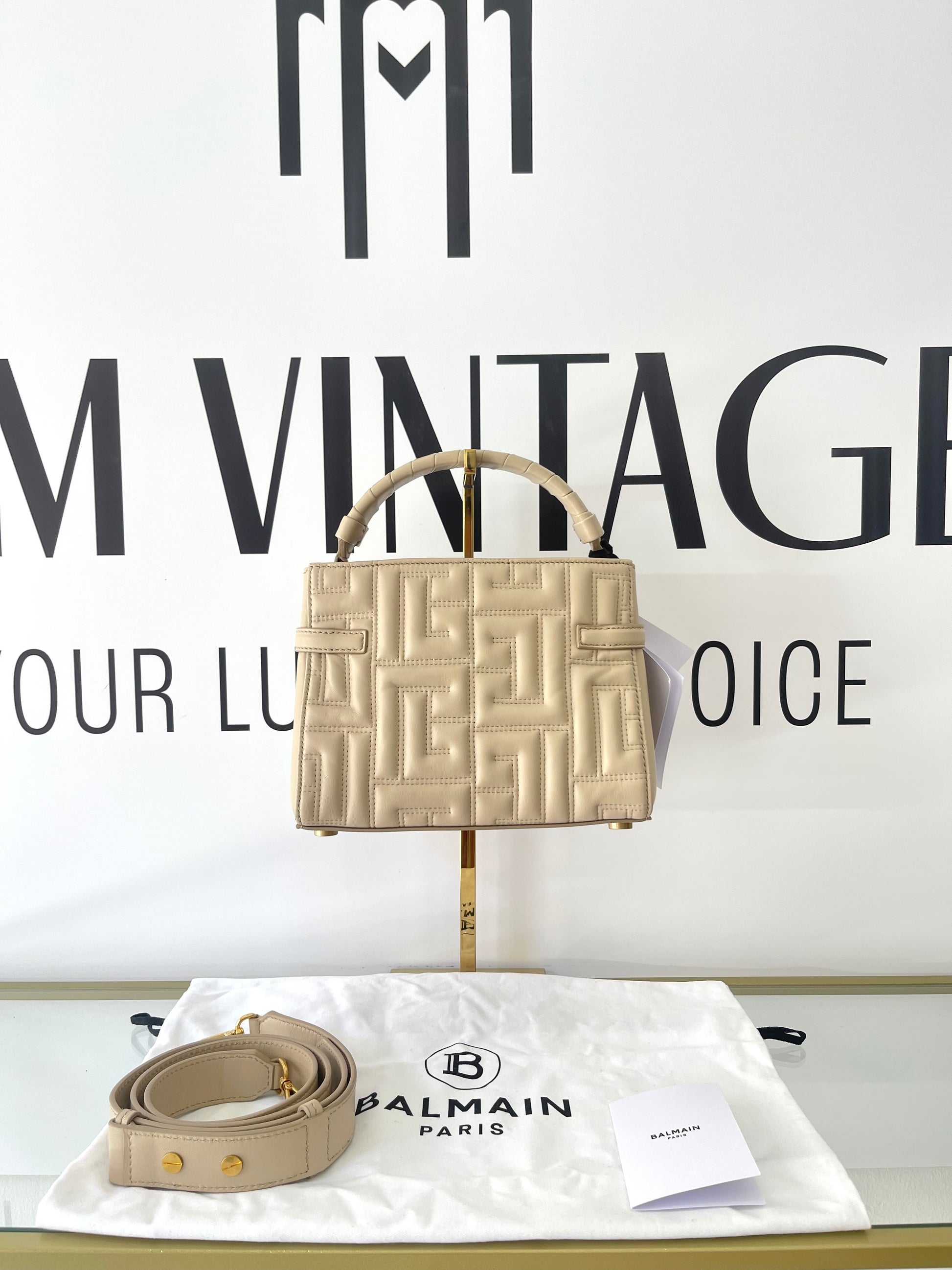 Borsa B-Buzz pelle trapuntata 22 Beige Balmain