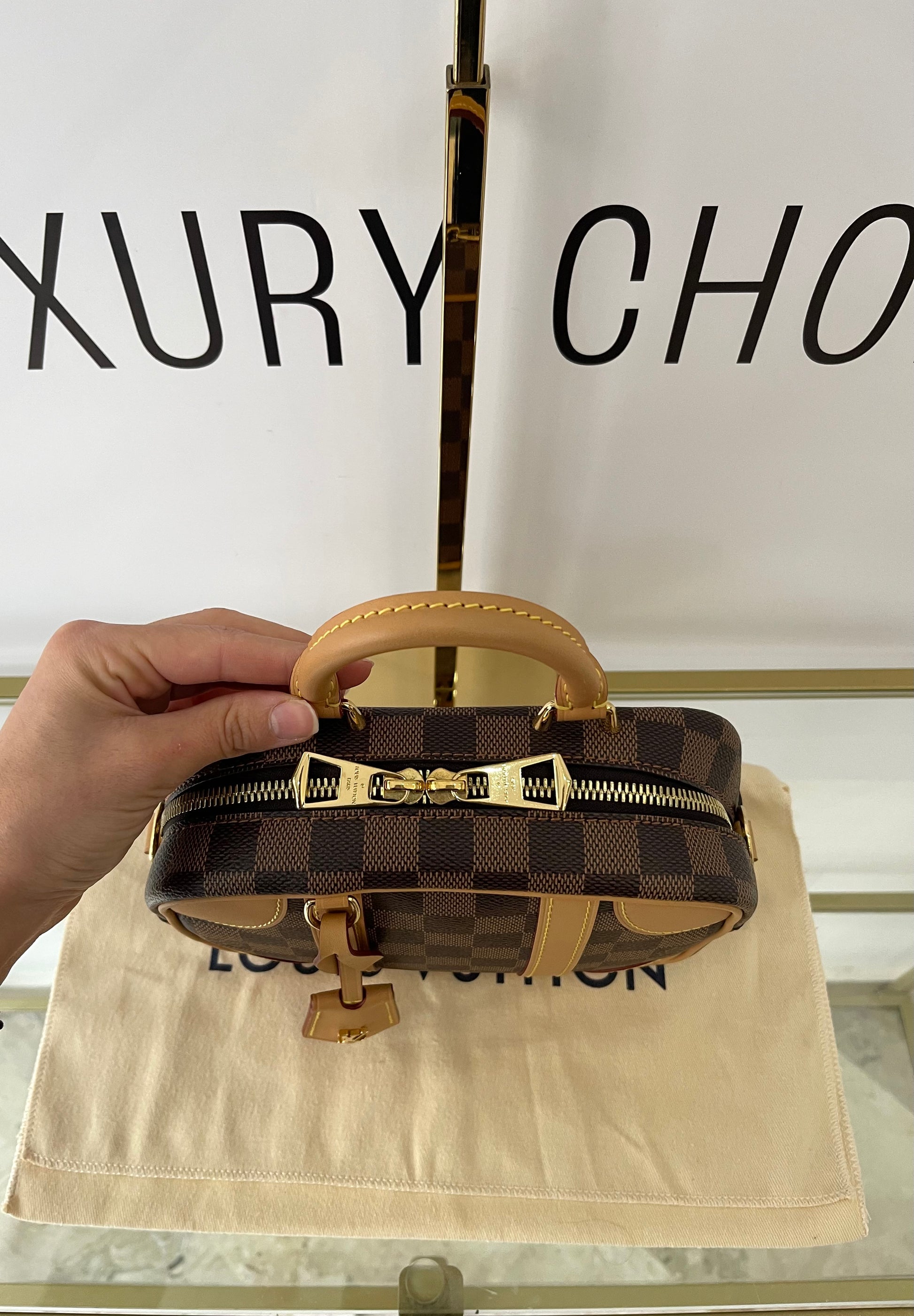 Borsa Valisette Souple BB Damier Ebène Louis Vuitton