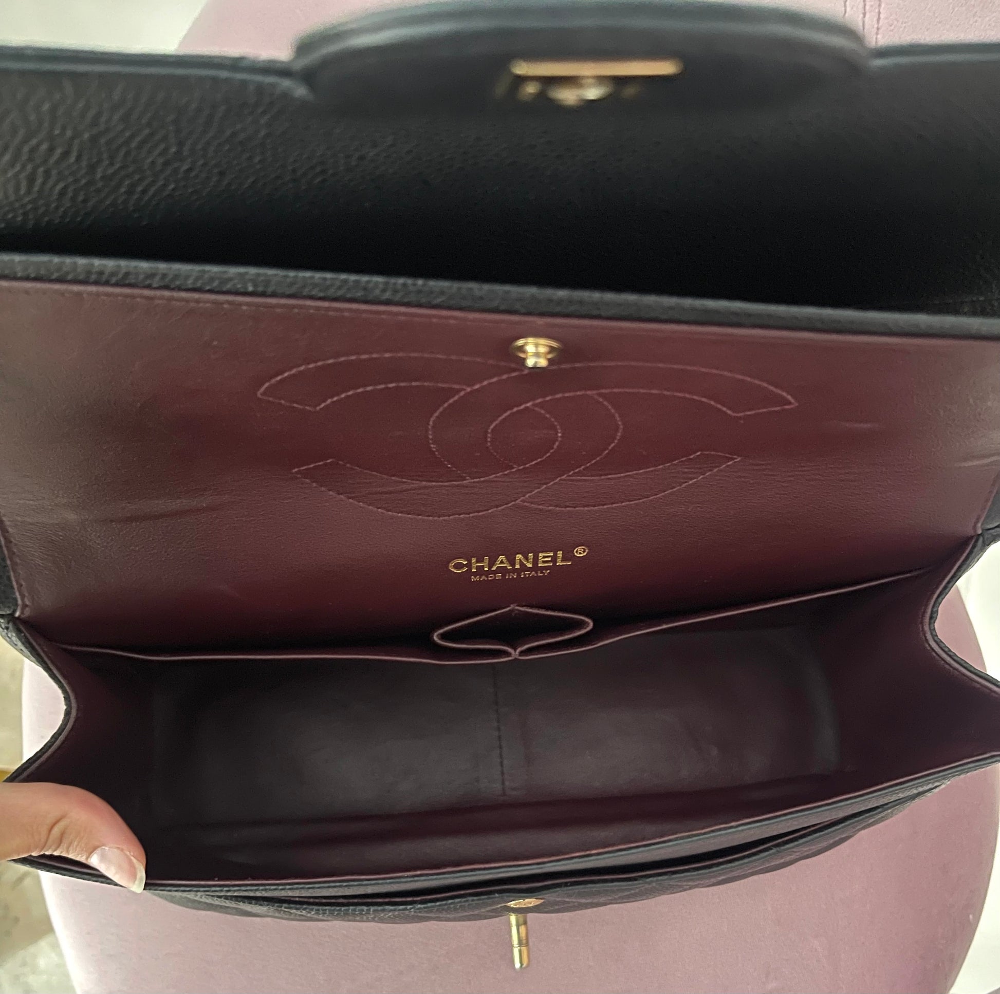 Borsa Timeless Jumbo hw oro caviar doppia patta Chanel