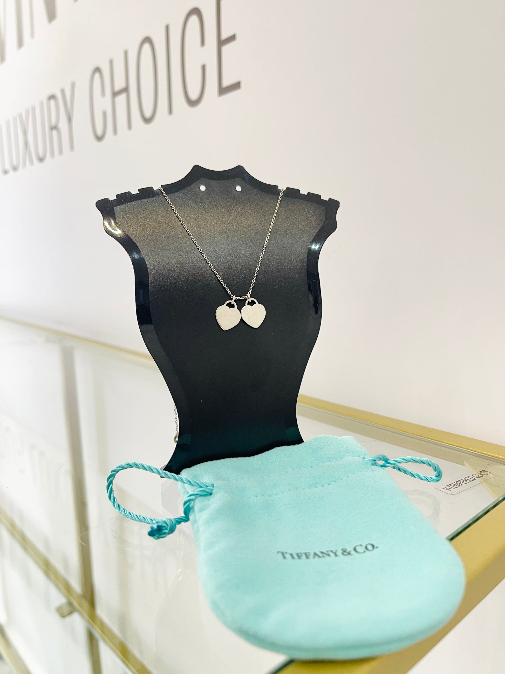 Girocollo cuori mini smaltato verde Tiffany