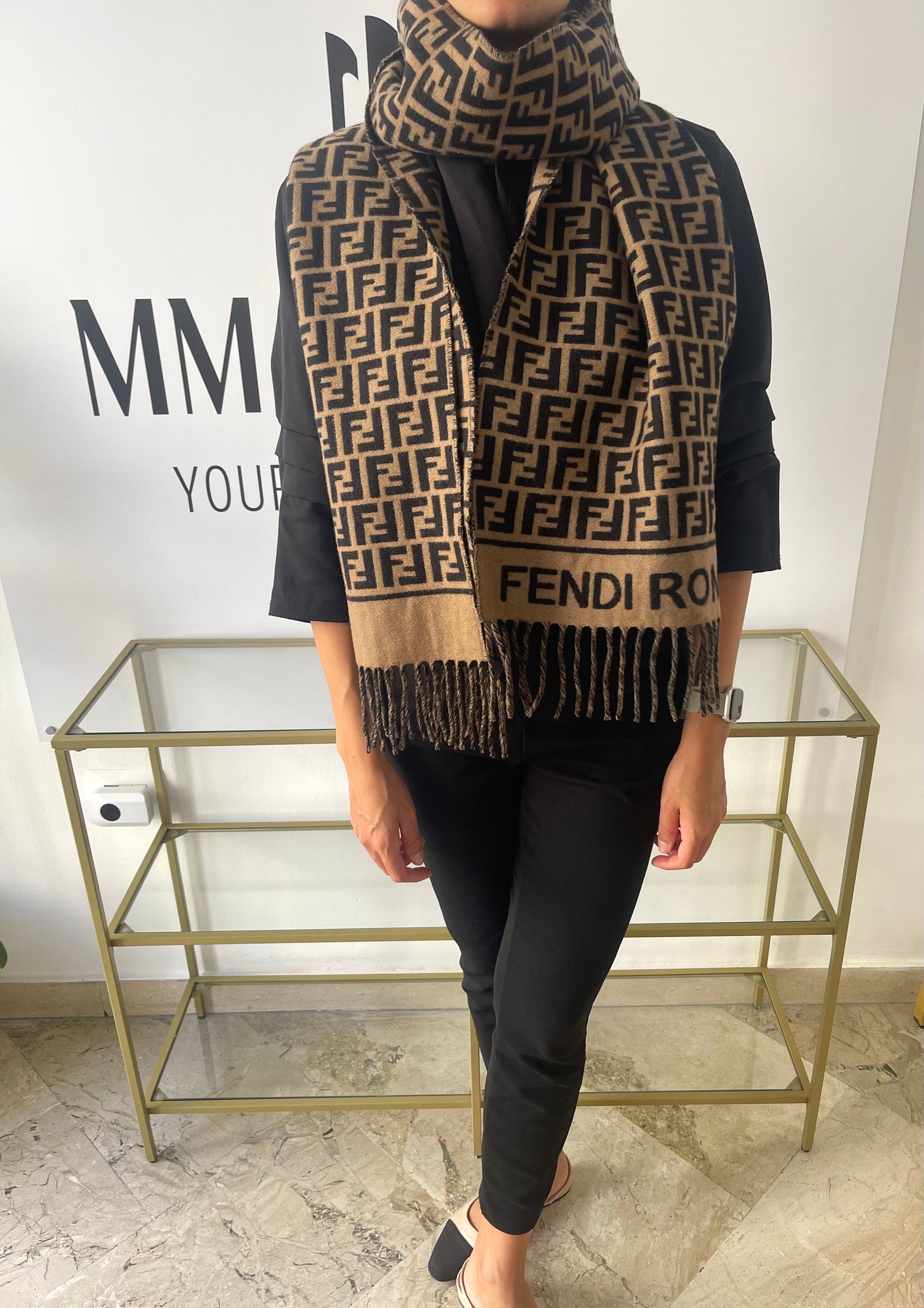 Sciarpa FF nero/tabacco Fendi