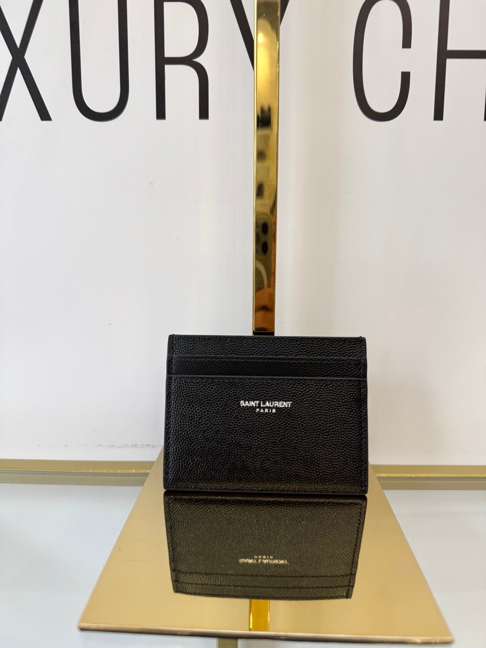 Portacarte in pelle martellata Saint Laurent nero