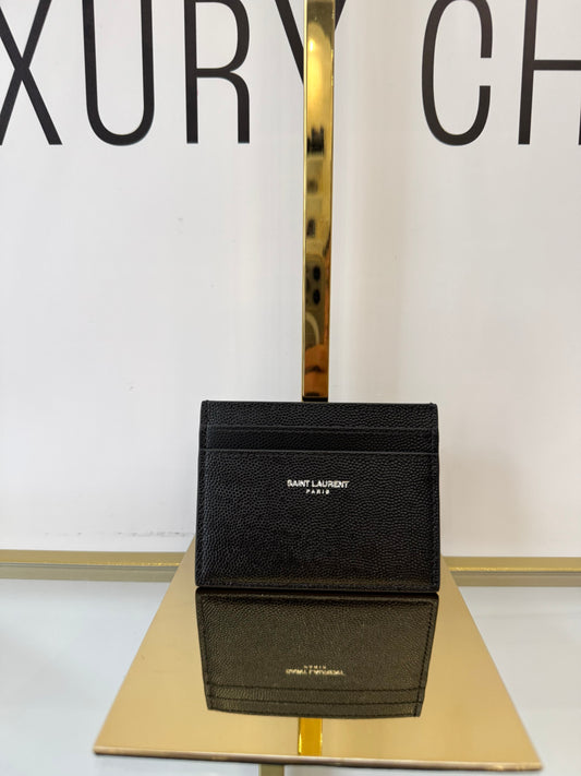 Portacarte in pelle martellata Saint Laurent nero
