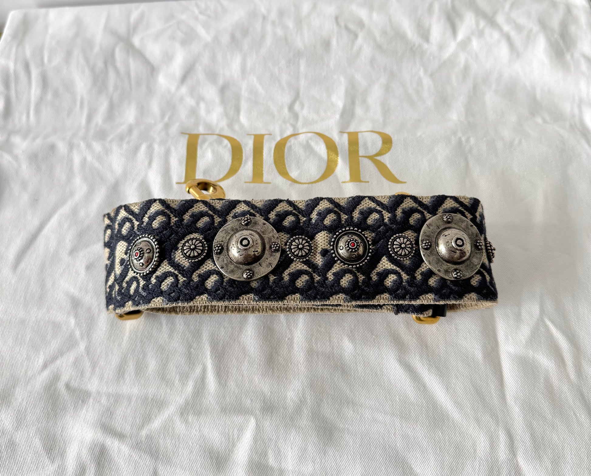 Borsa Mini Saddle Jacquard blu Dior