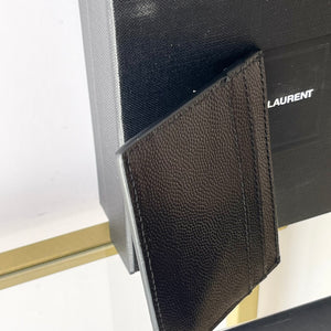 Portacarte con logo oro in pelle martellata YSL