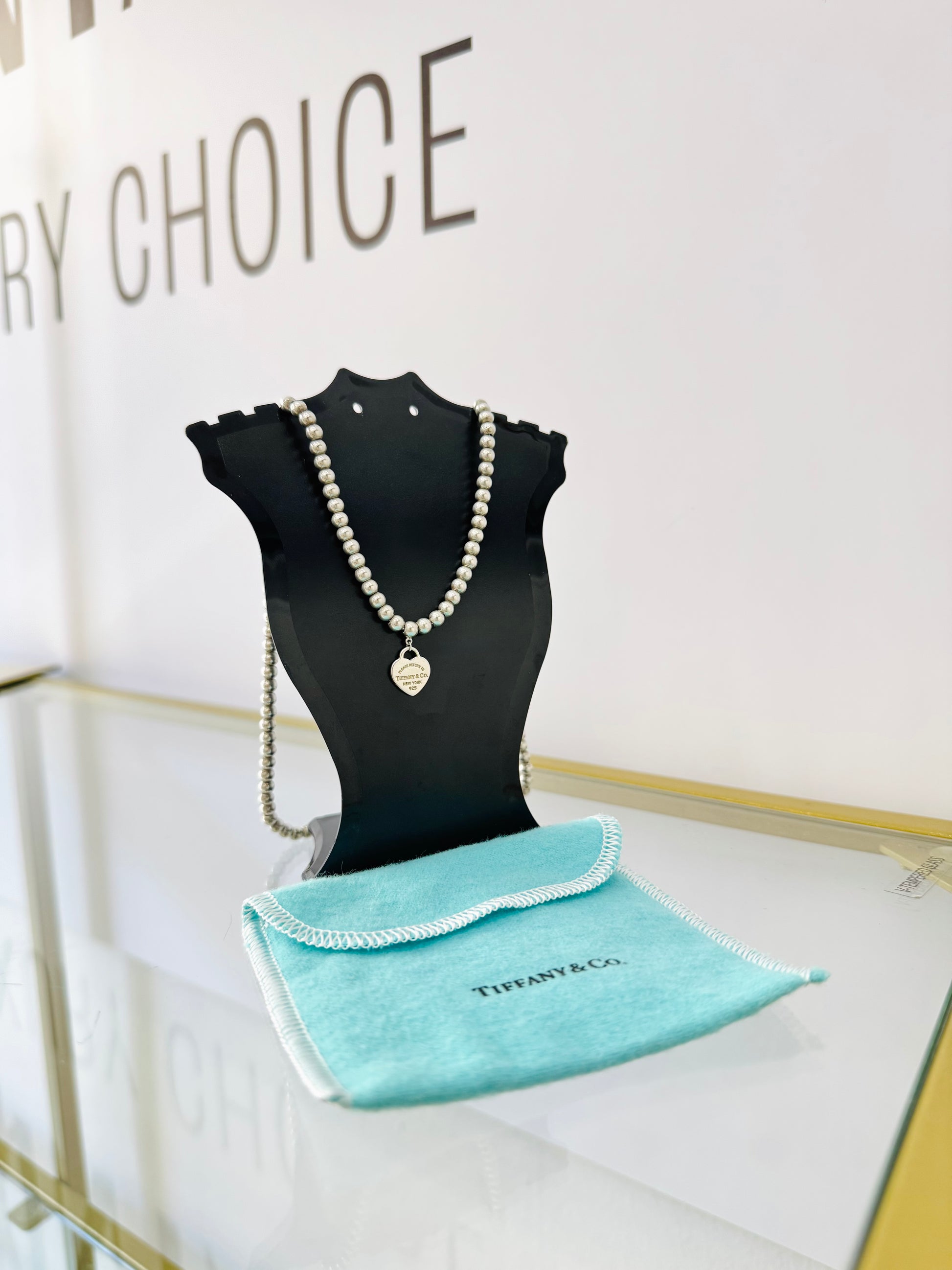 Collana Bead  cuore mini smaltato Tiffany