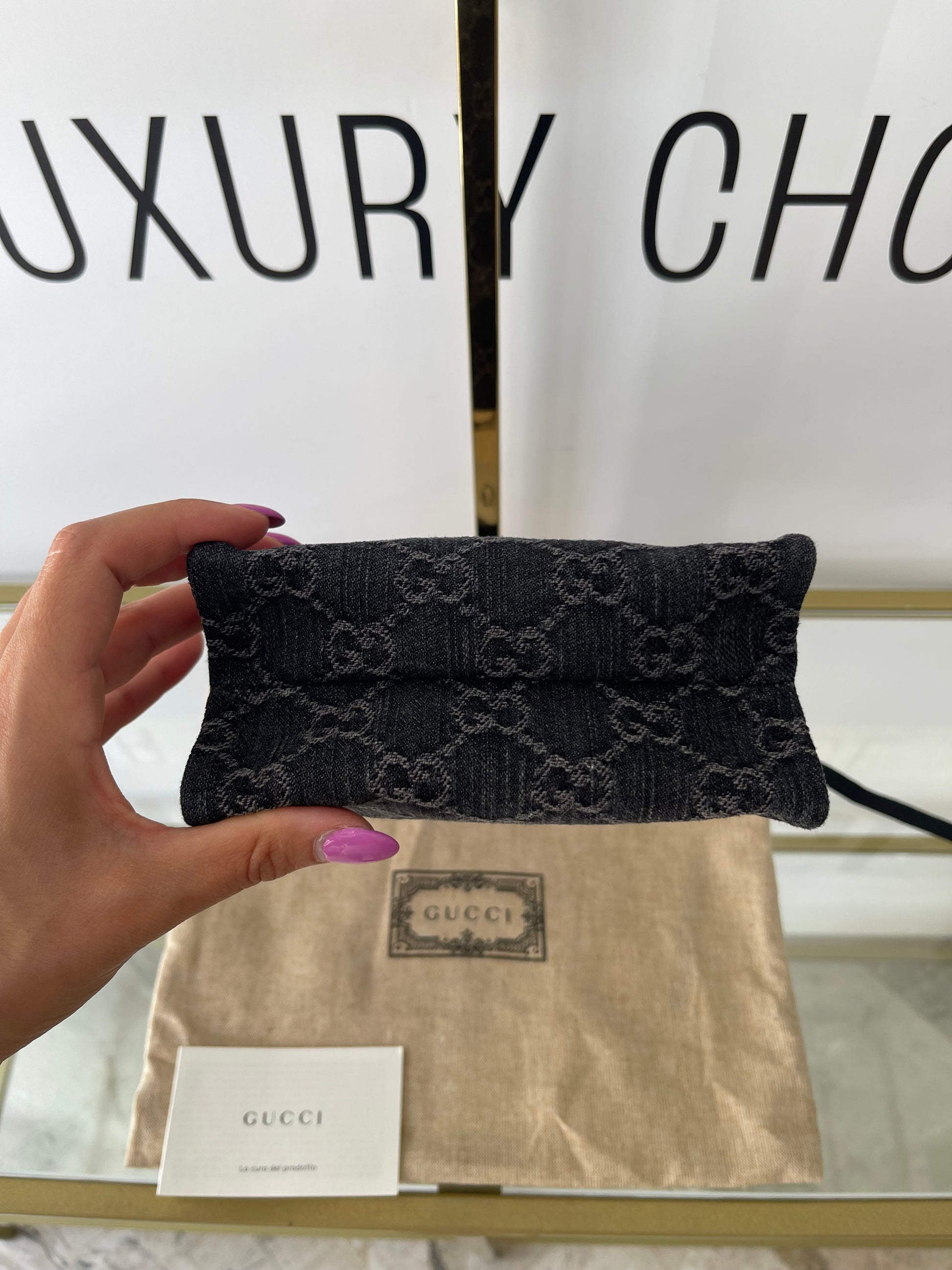 Borsa Mini Tote Ophidia GG in denim Gucci