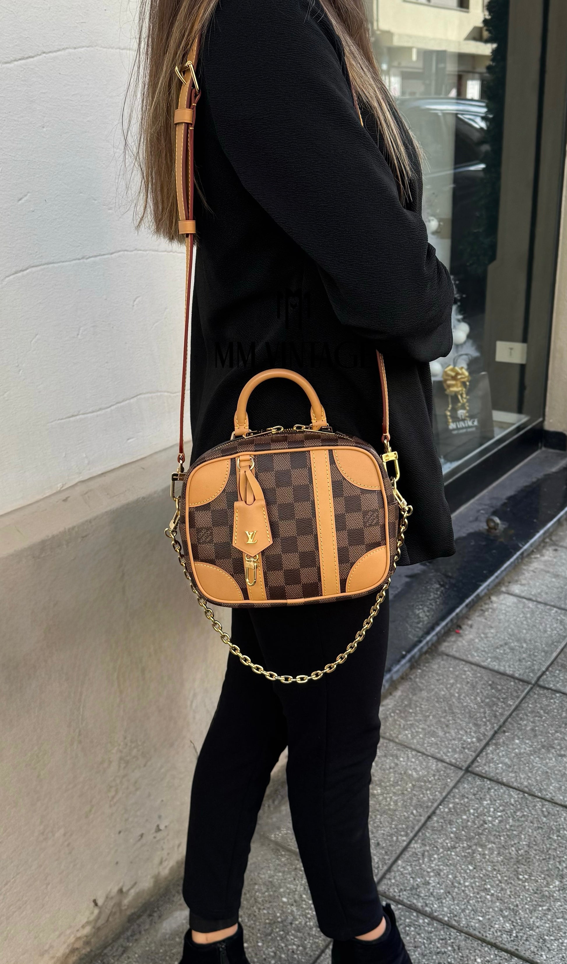 Borsa Valisette Souple BB Damier Ebène Louis Vuitton