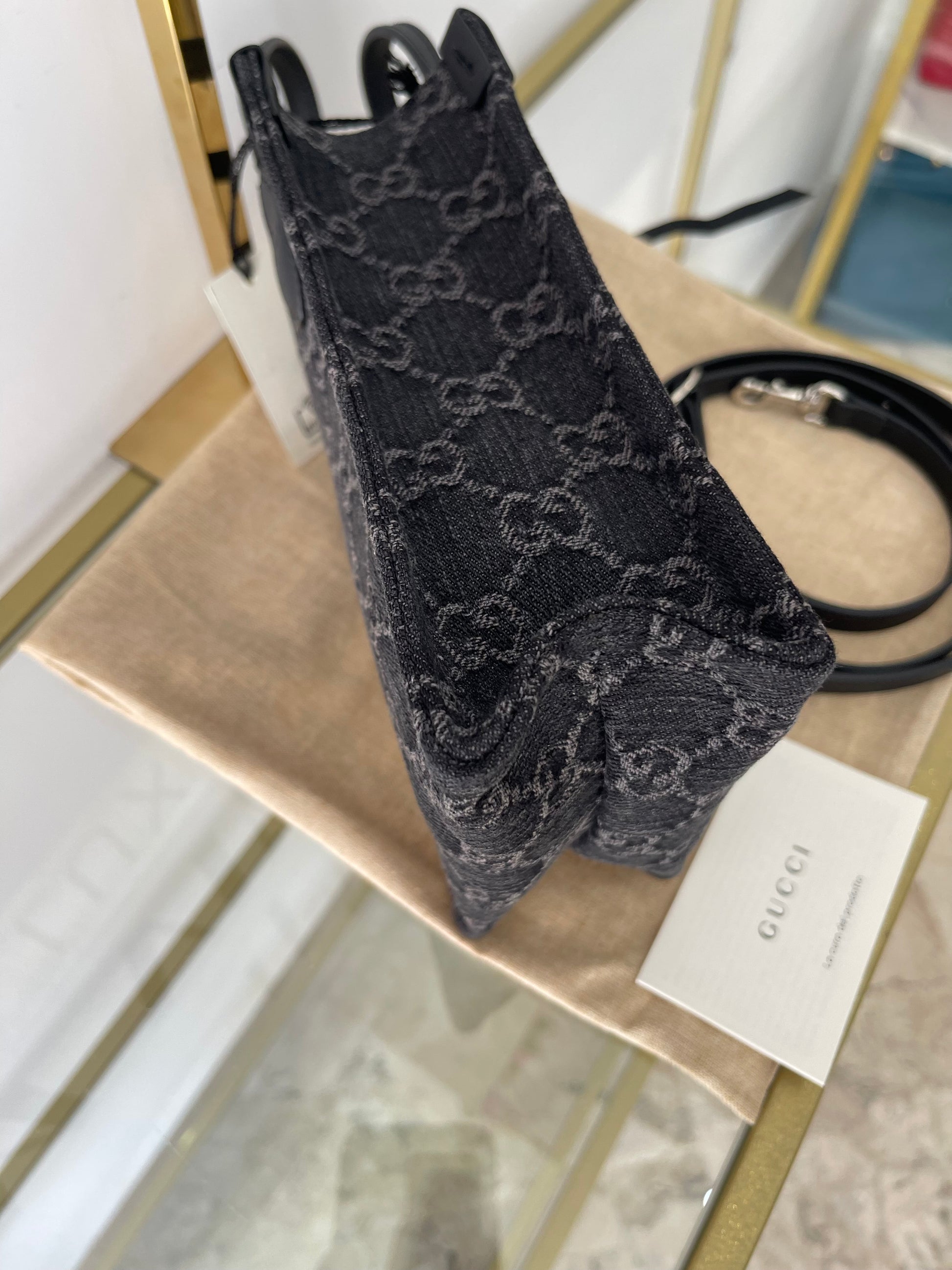 Borsa Mini Tote Ophidia GG in denim Gucci