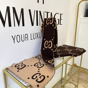 Sciarpa in lana e seta con motivo GG Jacquard Gucci