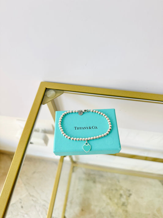 Bracciale Bead cuore mini smaltato Tiffany