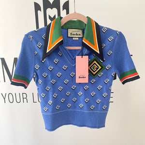 Top in lana Gucci Garden blu