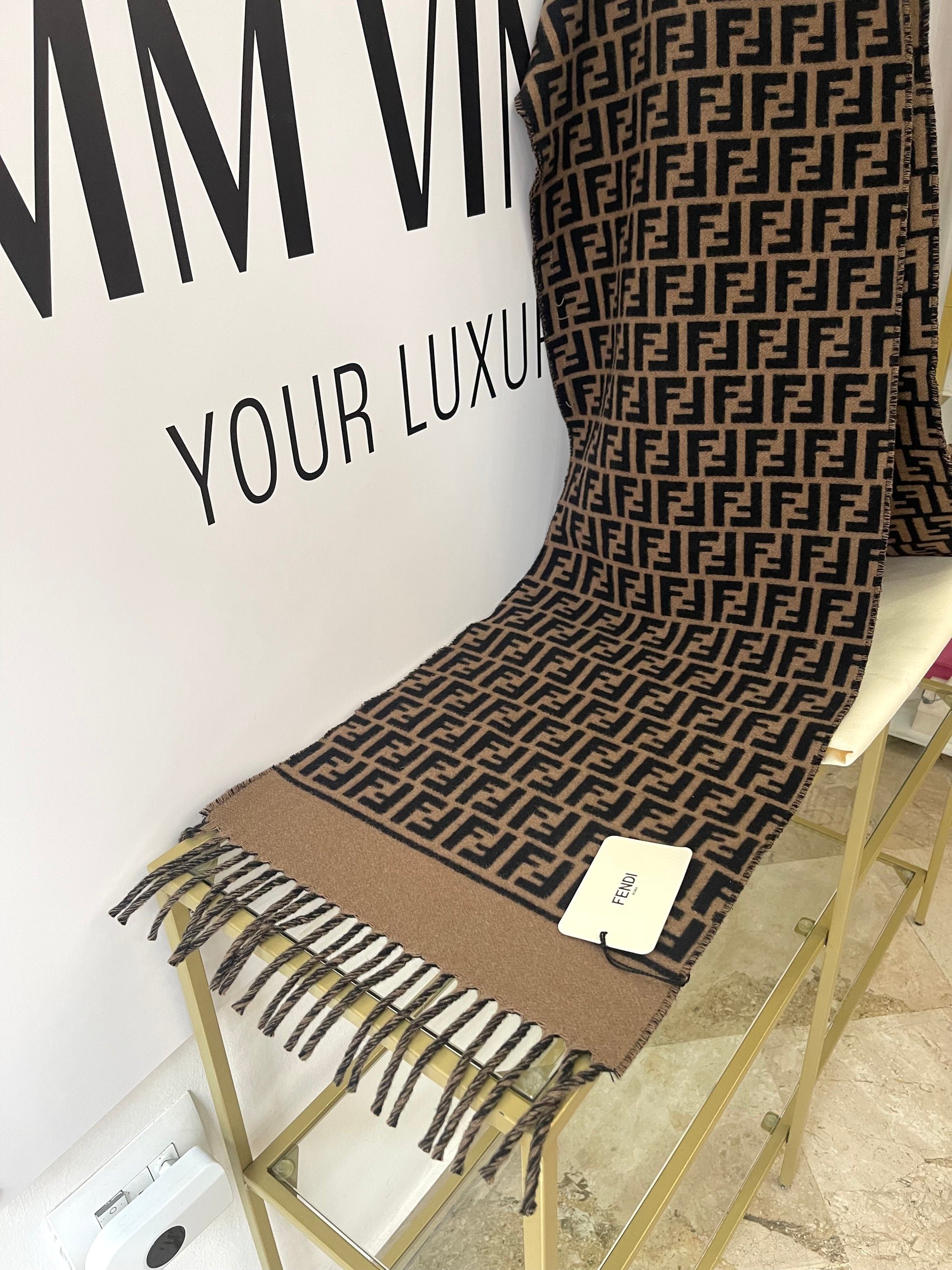 Sciarpa FF nero/tabacco Fendi