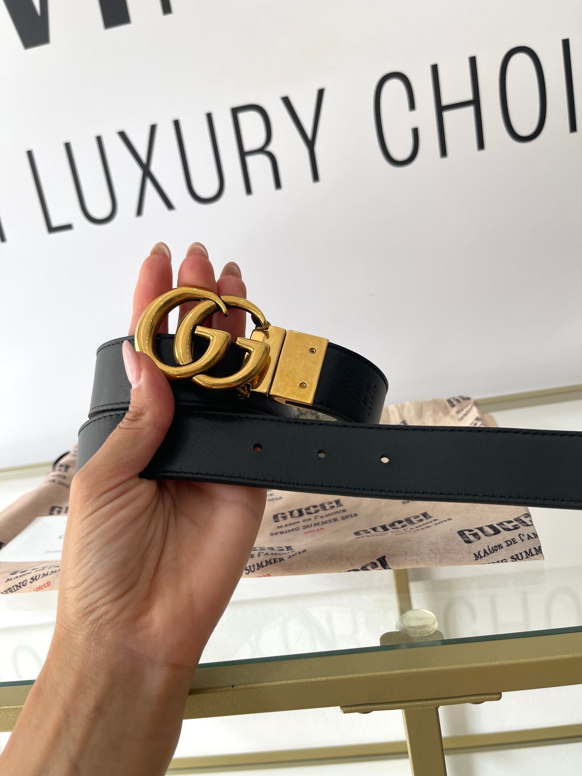 Cintura Reversibile GG Marmont Supreme 3 cm Gucci