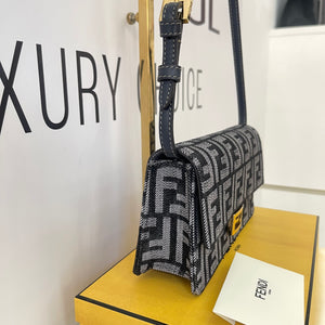 Wallet On Chain Baguette in denim Fendi