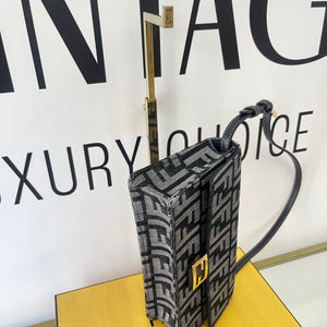 Wallet On Chain Baguette in denim Fendi