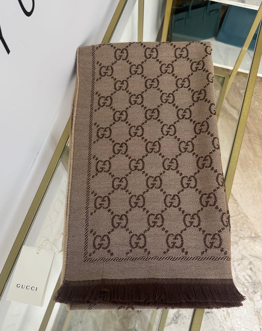 Sciarpa GG jacquard sabbia/marrone Gucci