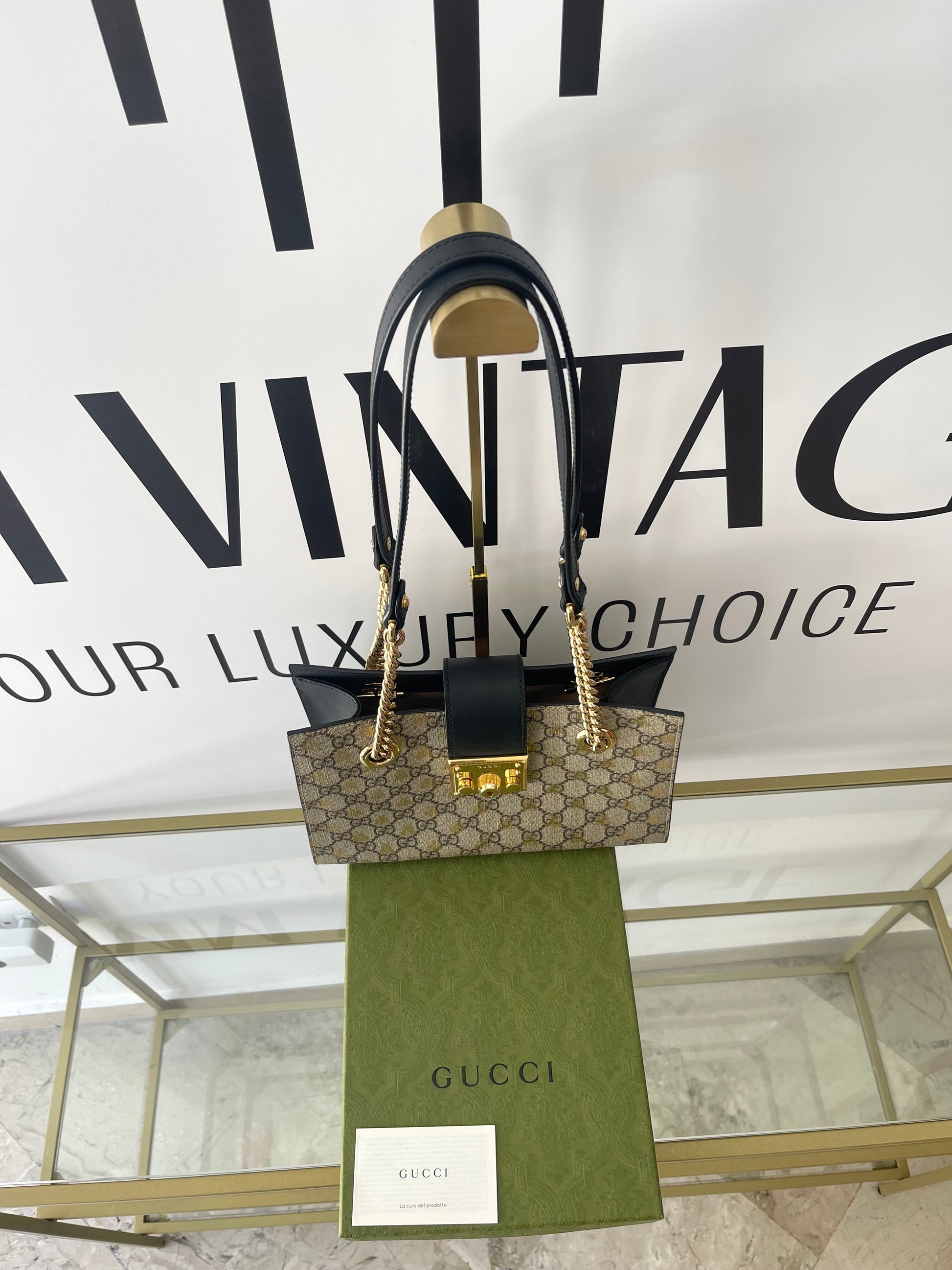 Borsa Padlock GG Supreme Bees Gucci