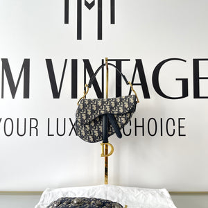 Borsa Mini Saddle Jacquard blu Dior