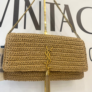 Borsa Kate 99 in rafia con nappina Saint Laurent