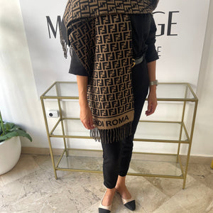 Sciarpa FF nero/tabacco Fendi