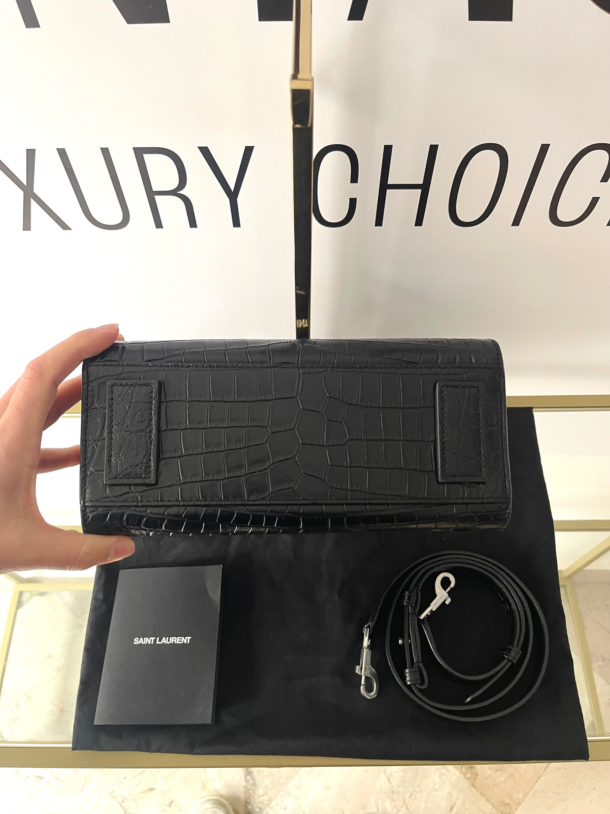 Borsa Sac De Jour Nano Goffrata Coccodrillo Saint Laurent