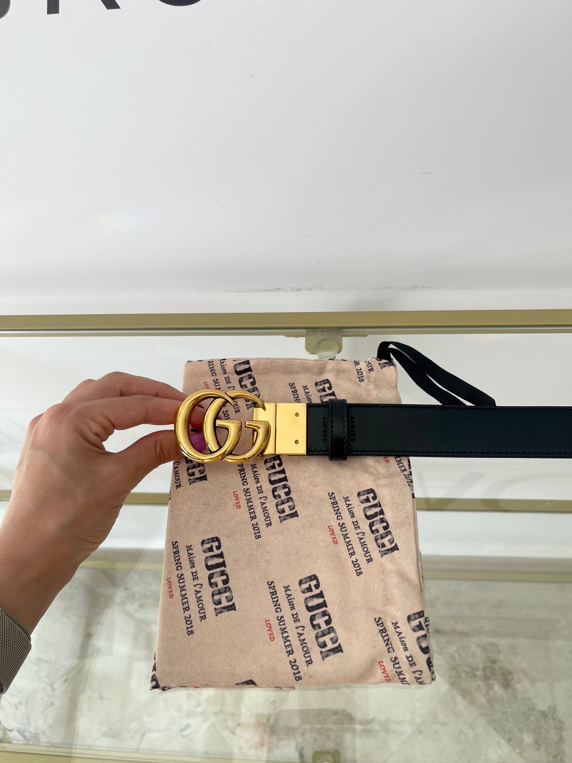 Cintura reversibile GG Marmont Supreme 3 cm Gucci