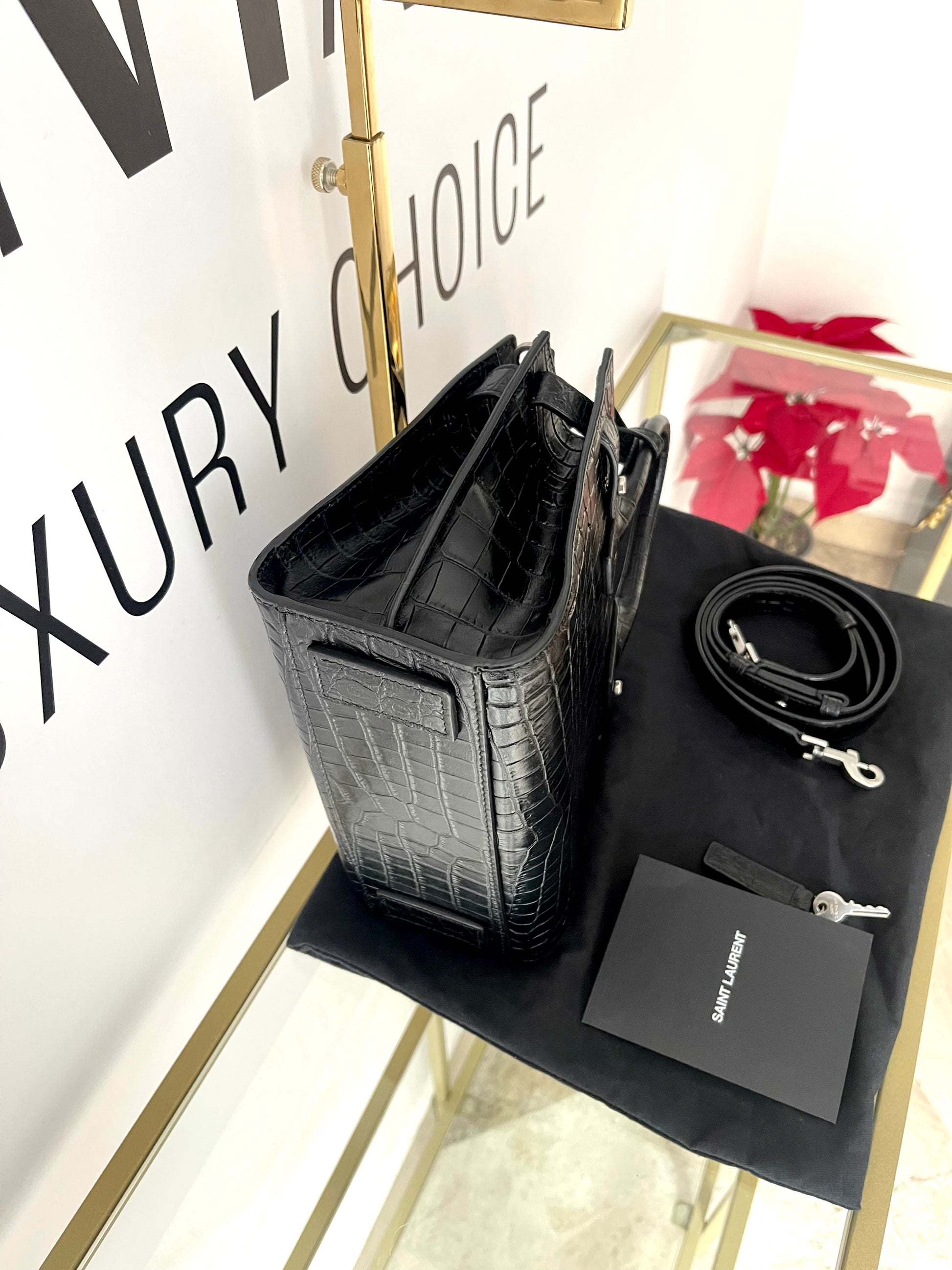 Borsa Sac De Jour Nano Goffrata Coccodrillo Saint Laurent