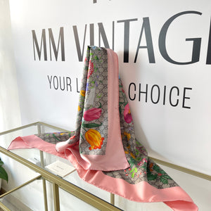 Stola in twill di seta Flora Gucci