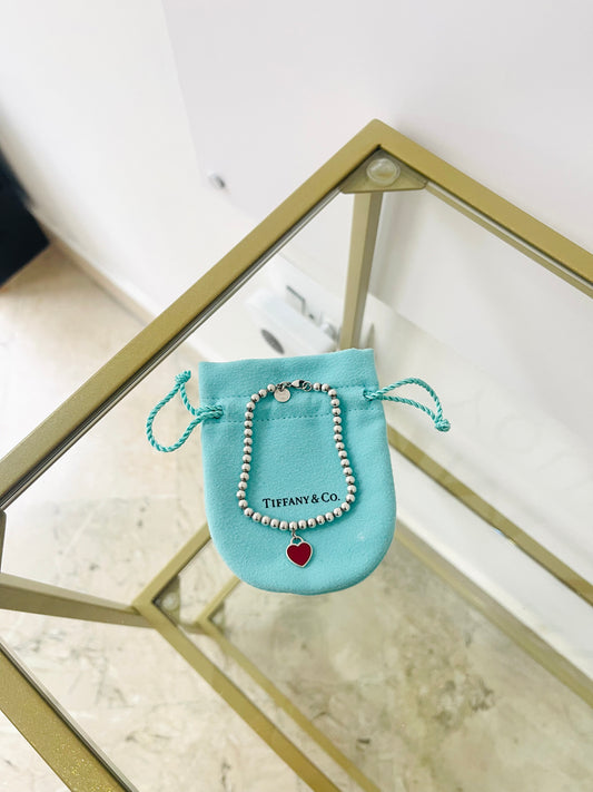 Bracciale Bead cuore mini smaltato Tiffany