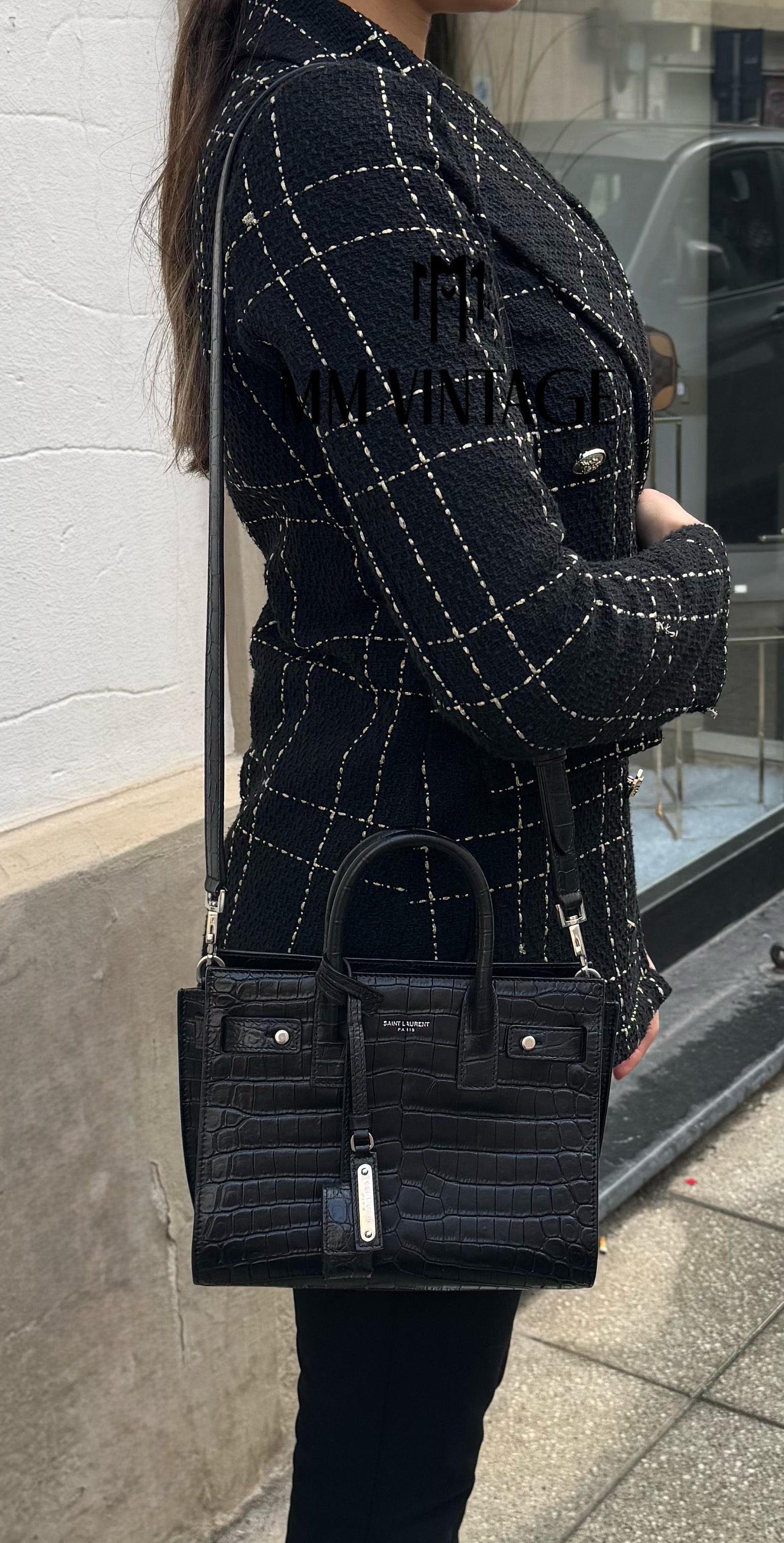 Borsa Sac De Jour Nano Goffrata Coccodrillo Saint Laurent