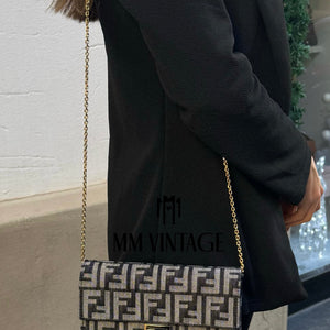 Wallet On Chain Baguette in denim Fendi